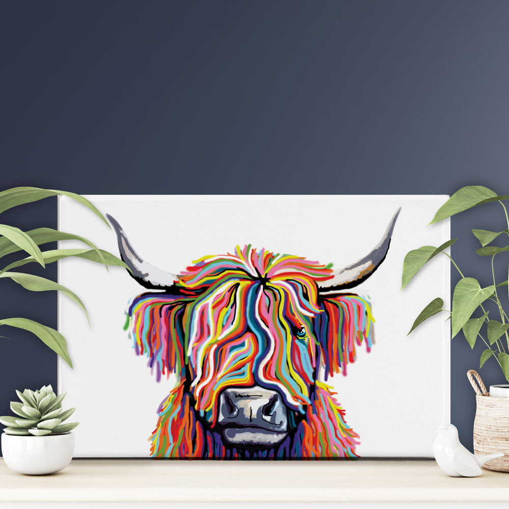 White Highland Cow Canvas Print