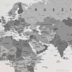 World Map Black And White Canvas Print