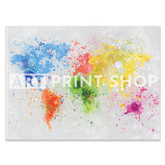 World Map Paint Splash Canvas Print