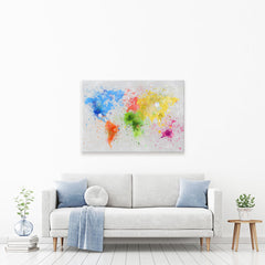 World Map Paint Splash Canvas Print