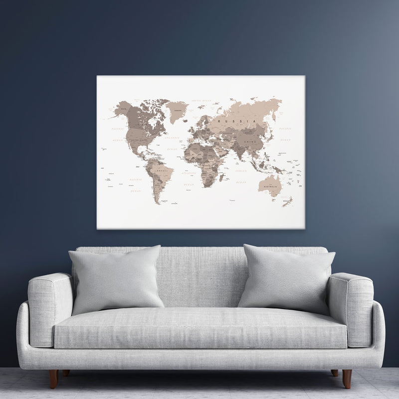 World Map Sepia Canvas Print